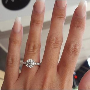 6 prong CZ pave Faux diamond ring